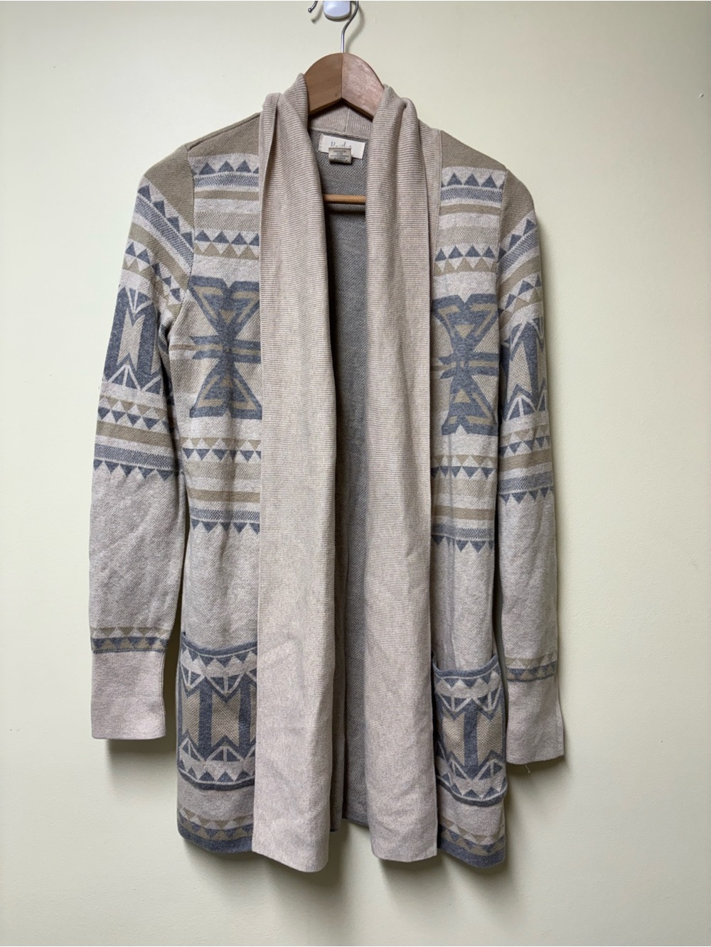 Anthropologie Kaisley Aztec Open-Front 100% Cotton Boho Cardigan - Medium